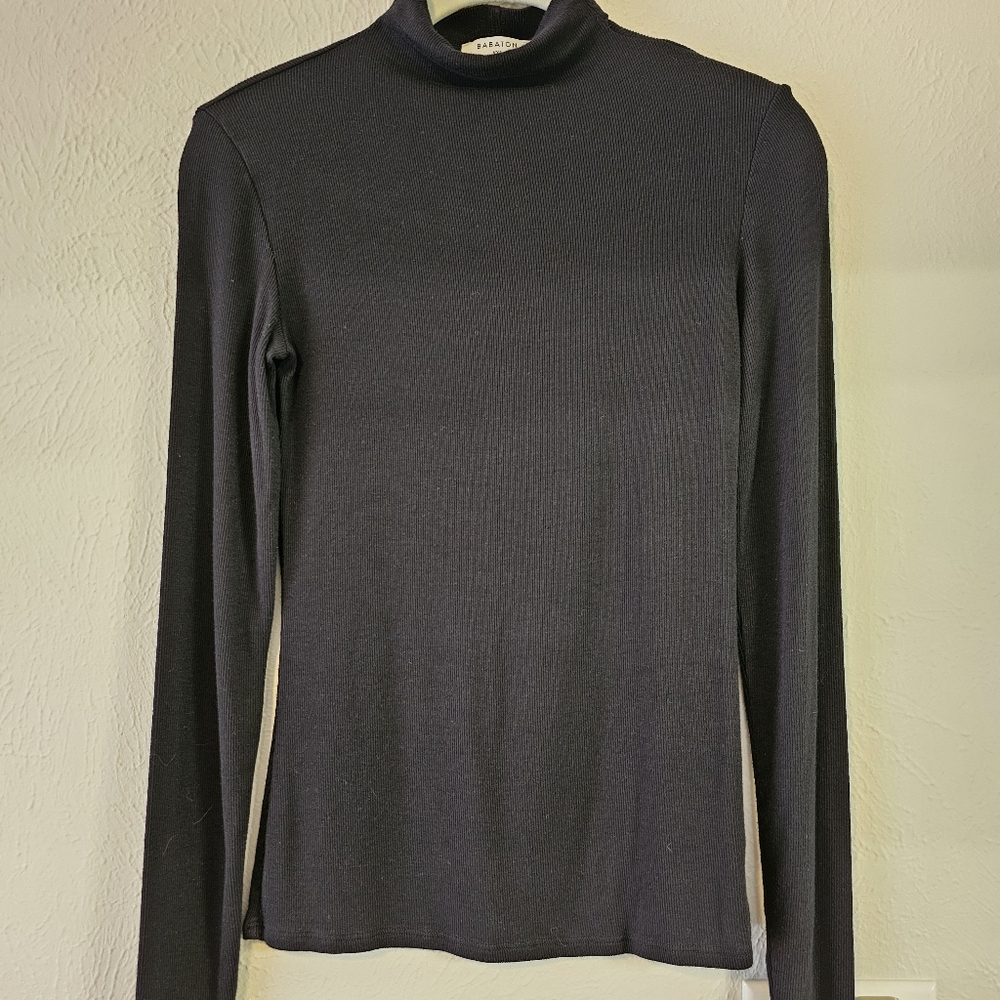 Babaton black mock neck top